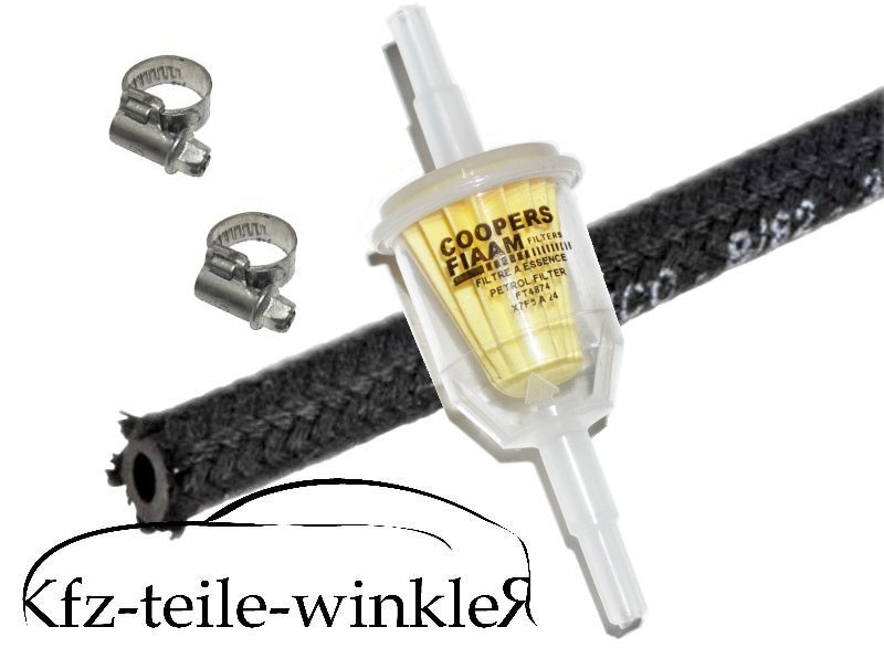 Set Kraftstofffilter + Benzinschlauch + Schellen für Trabant 500,600, 601